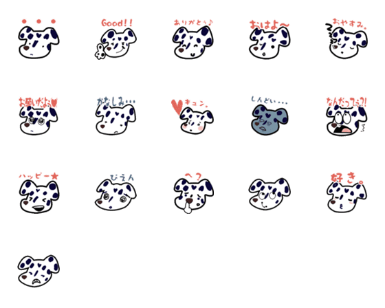 [LINE絵文字]Dalmatiwanko-emojiの画像一覧