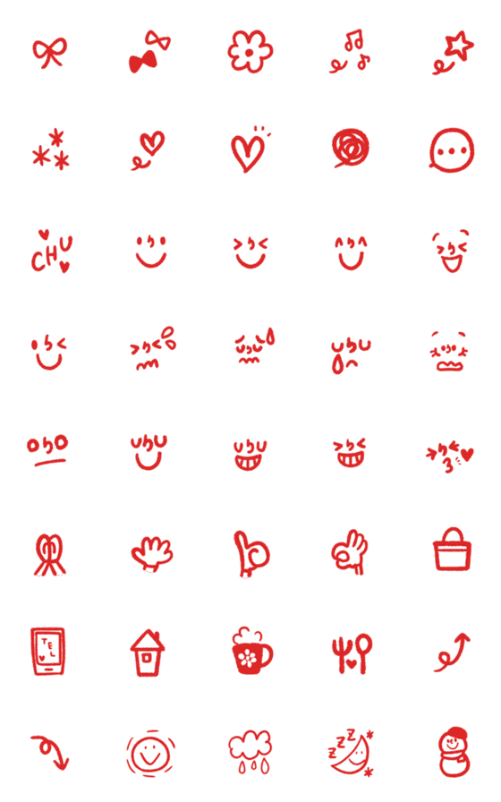 [LINE絵文字]シンプル絵文字 赤色の画像一覧