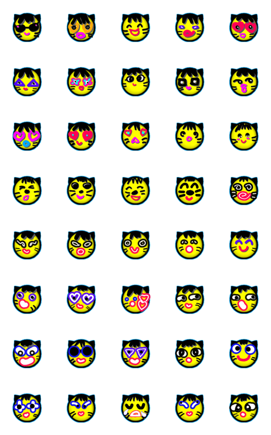 [LINE絵文字]Cat cute chibi colorful (emoji)の画像一覧