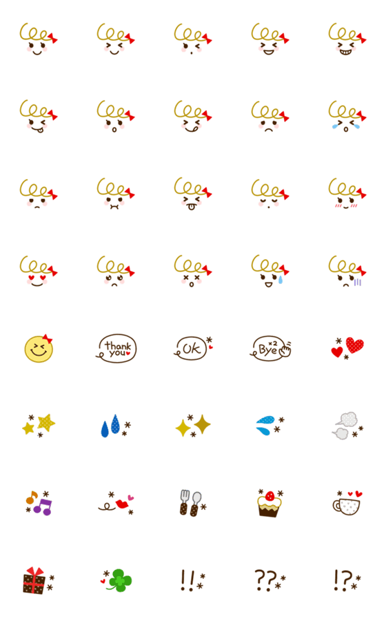 [LINE絵文字]Cute♡リボンガールの画像一覧
