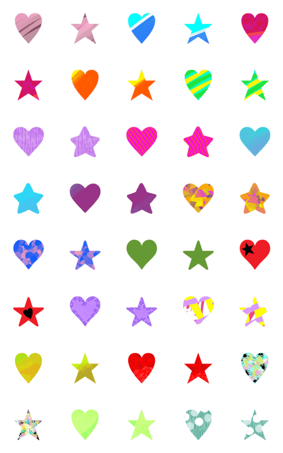 [LINE絵文字]ハート×ほし8の画像一覧