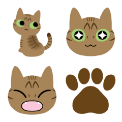 [LINE絵文字] キジトラ猫のお顔絵文字の画像