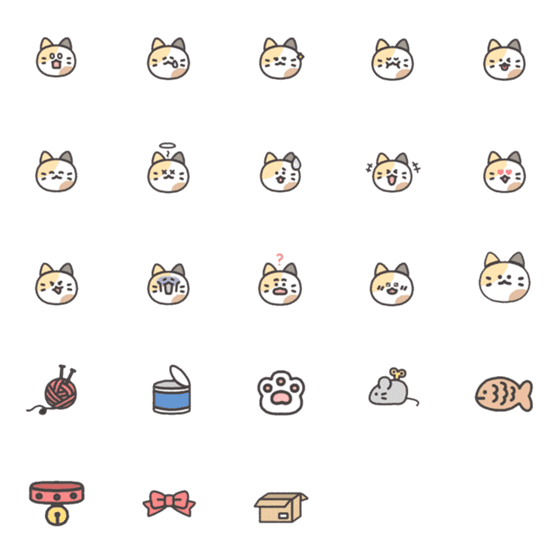 [LINE絵文字]Emoji cat .brown. and .white.の画像一覧