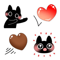 [LINE絵文字] 暗黒猫21（ハートを投げるネコ）の画像