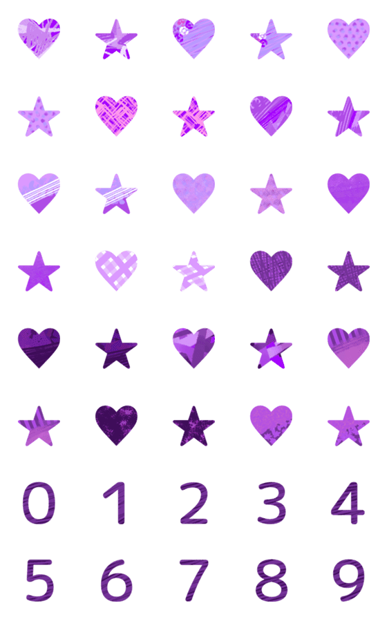 [LINE絵文字]数字＋星＋ハート(紫色)3の画像一覧