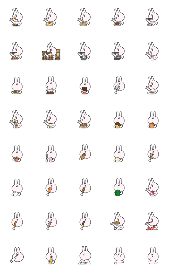 [LINE絵文字]ウサタソの絵文字なの！その4 食べ物の画像一覧