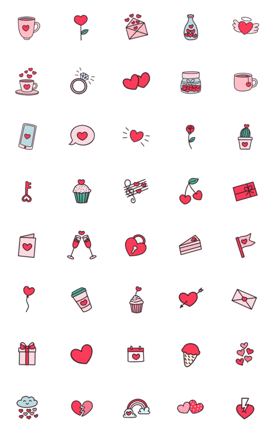 [LINE絵文字]Emoji Valentinesの画像一覧
