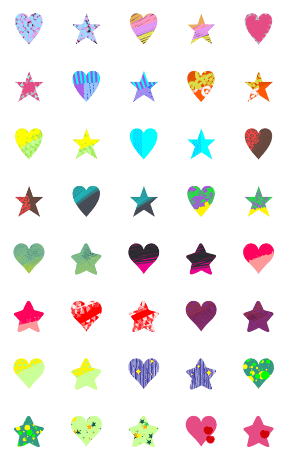 [LINE絵文字]ハート×ほし9の画像一覧