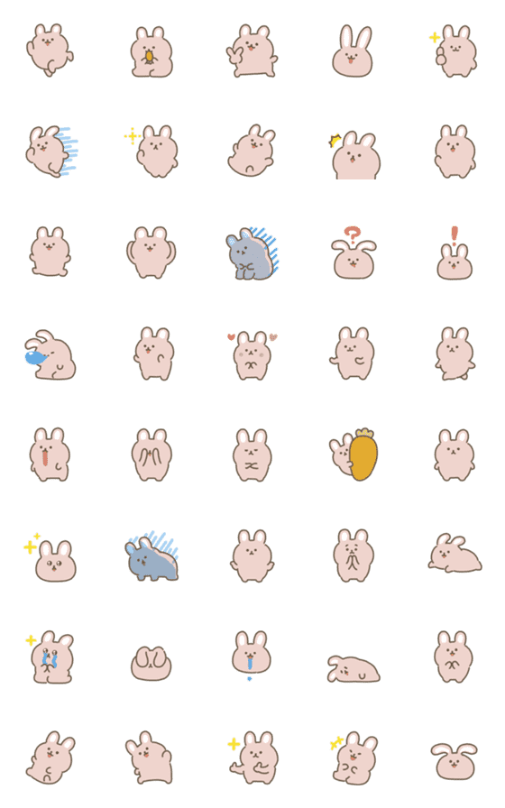[LINE絵文字]うごくウサギ絵文字の画像一覧