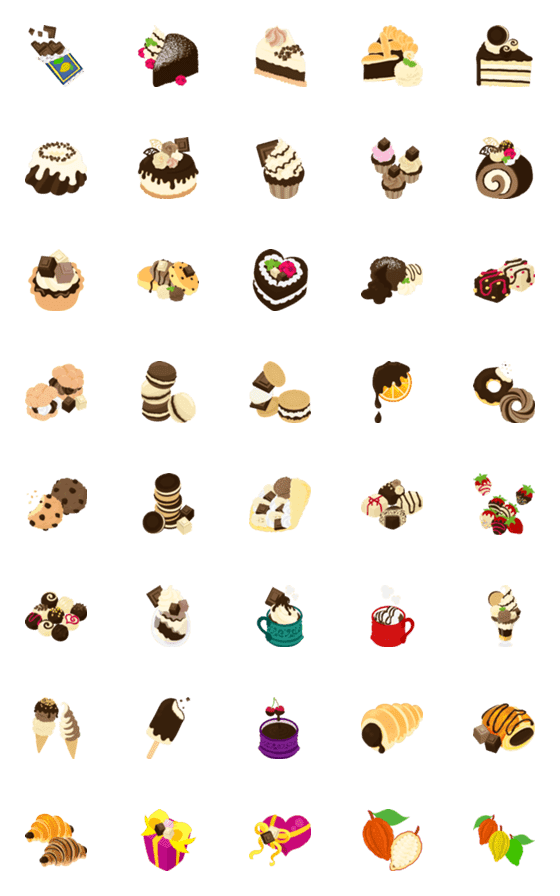 [LINE絵文字]Cute Chocolate Sweets Emojiの画像一覧