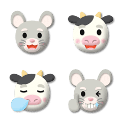 ぷっくり ねずみ＆うし 絵文字の絵文字メイン画像