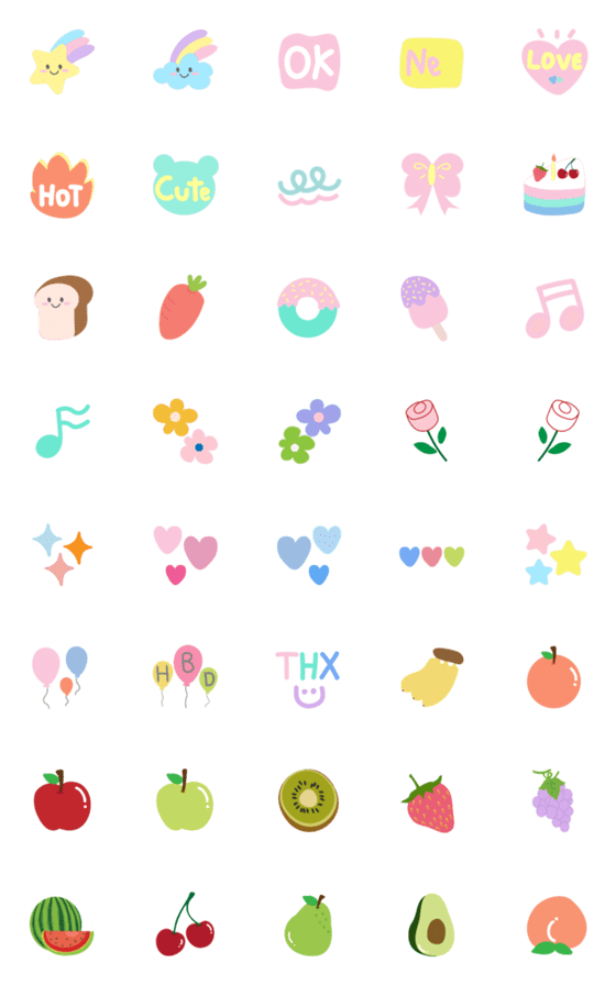 [LINE絵文字]Animated Decor Stuff Pastel Emojiの画像一覧