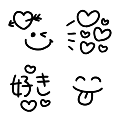 [LINE絵文字] シンプル線画のラブラブ顔❤️の画像