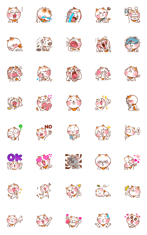 [LINE絵文字]Cat crazy love Emoji so cuteの画像一覧