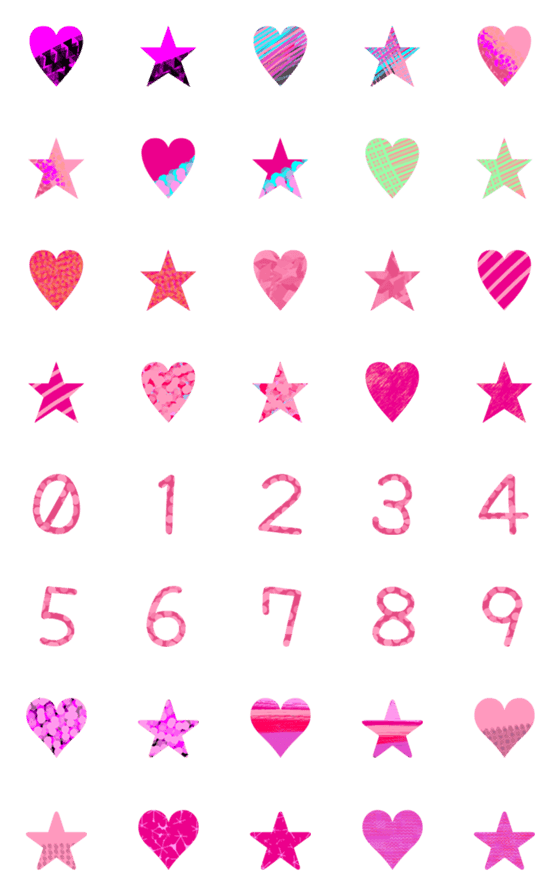 [LINE絵文字]数字＋星＋ハート(ピンク)3の画像一覧