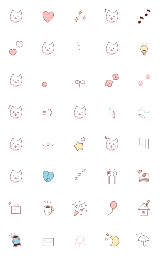 [LINE絵文字]ナチュラルかわいい*動くねこ絵文字の画像一覧