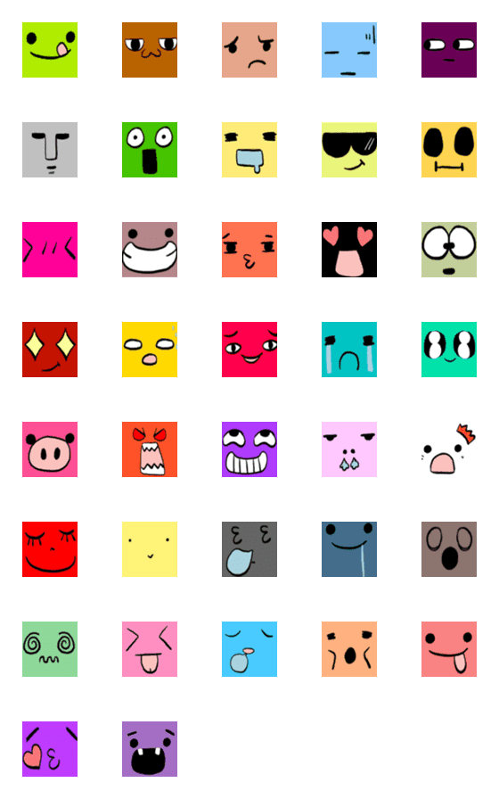 [LINE絵文字]Square color block expression Daquanの画像一覧