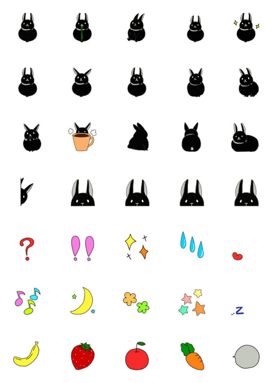 [LINE絵文字]黒うさぎゴローの動く絵文字の画像一覧