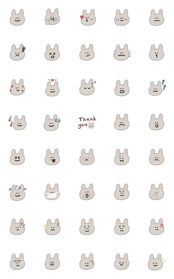[LINE絵文字]Daily Rabbit Emojiiiの画像一覧