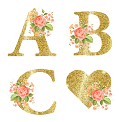 [LINE絵文字] rose and gold glitter emojiの画像