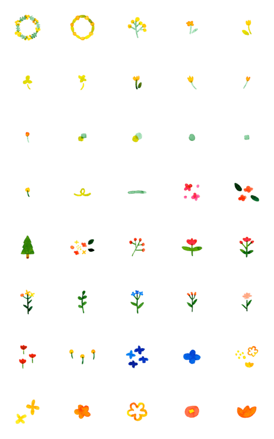 [LINE絵文字]水彩野の花の絵文字の画像一覧