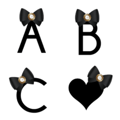 [LINE絵文字] black ribbon emojiの画像