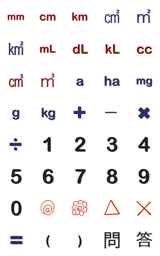 [LINE絵文字]算数、数学で使う単位の画像一覧