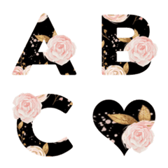 [LINE絵文字] pink rose and black back ground emojiの画像