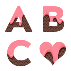 [LINE絵文字] chocolate and pink ice cream emojiの画像
