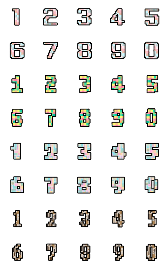 [LINE絵文字]Number pixel classic colourful emojiの画像一覧