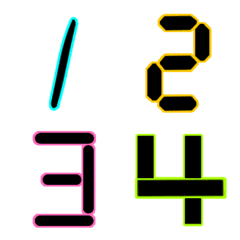 [LINE絵文字] Number classic neon black light emojiの画像