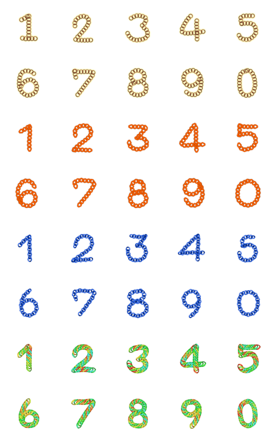[LINE絵文字]Number chain colourful emoji 2の画像一覧
