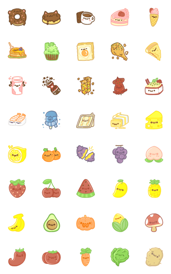 [LINE絵文字]Cute Foods ＆ Fruitsの画像一覧