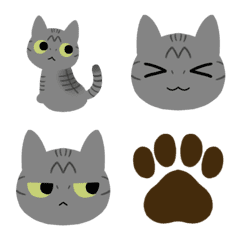 [LINE絵文字] サバトラ猫のお顔絵文字の画像