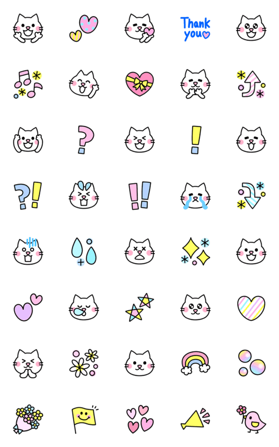 [LINE絵文字]◆白ねこ絵文字♪◆の画像一覧