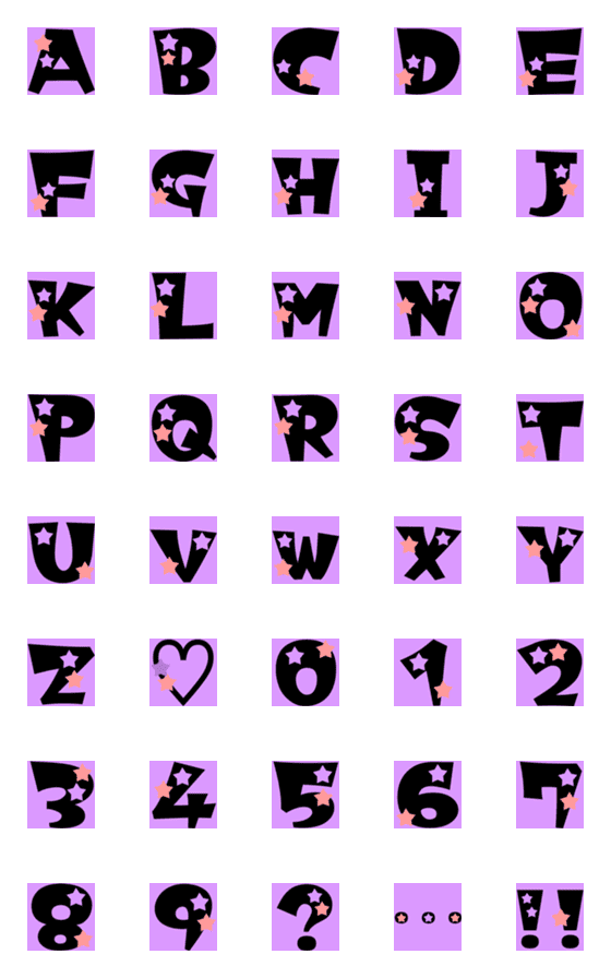 [LINE絵文字]アルファベット★数字★A-Z.0-9#037(star)の画像一覧