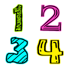 [LINE絵文字] Number black line neon colourful emojiの画像