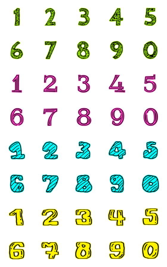 [LINE絵文字]Number black line neon colourful emojiの画像一覧