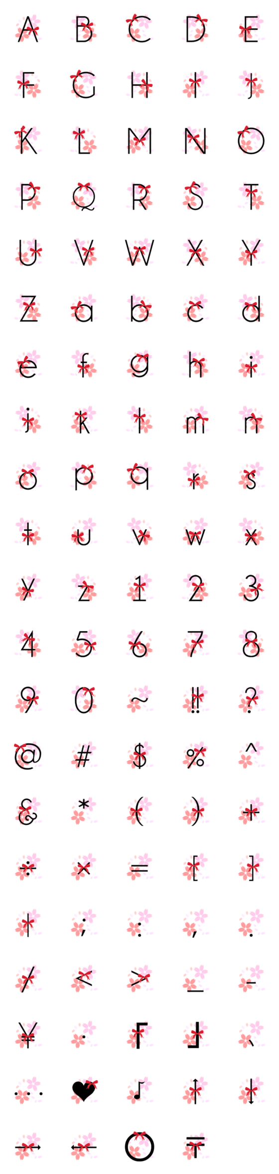 [LINE絵文字]sakura and ribbon deco emojiの画像一覧