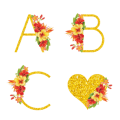 [LINE絵文字] tropical flower deco emojiの画像