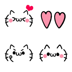 [LINE絵文字] シンプル便利♡猫の顔文字 2の画像