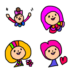 [LINE絵文字] Fashionable colorful girls3の画像