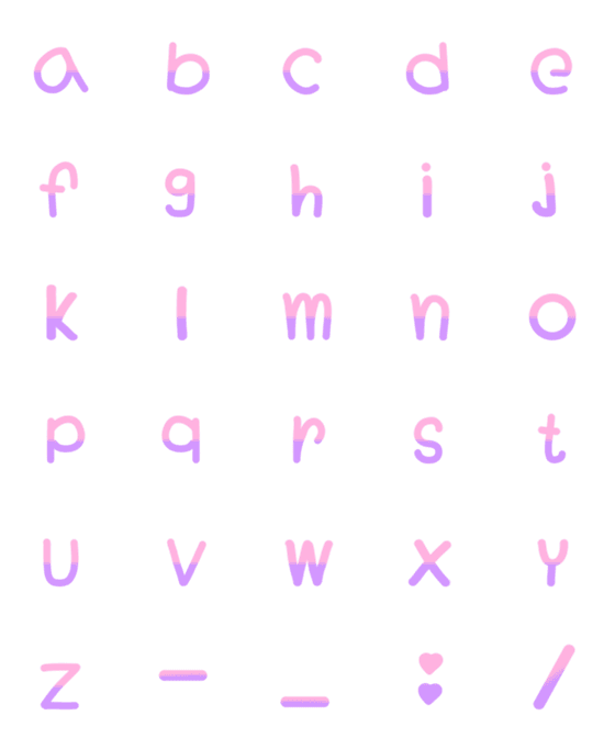 [LINE絵文字]abc: pink ＆ purpleの画像一覧