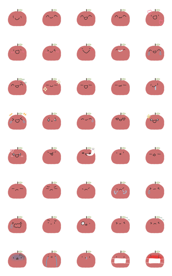 [LINE絵文字]ゆるいりんごの絵文字の画像一覧