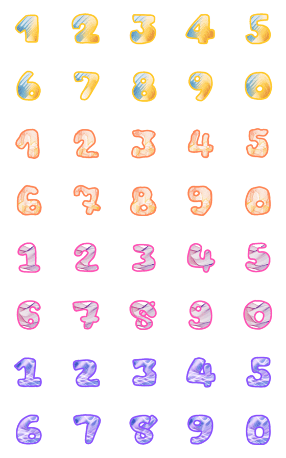 [LINE絵文字]Number line art pattern emojiの画像一覧