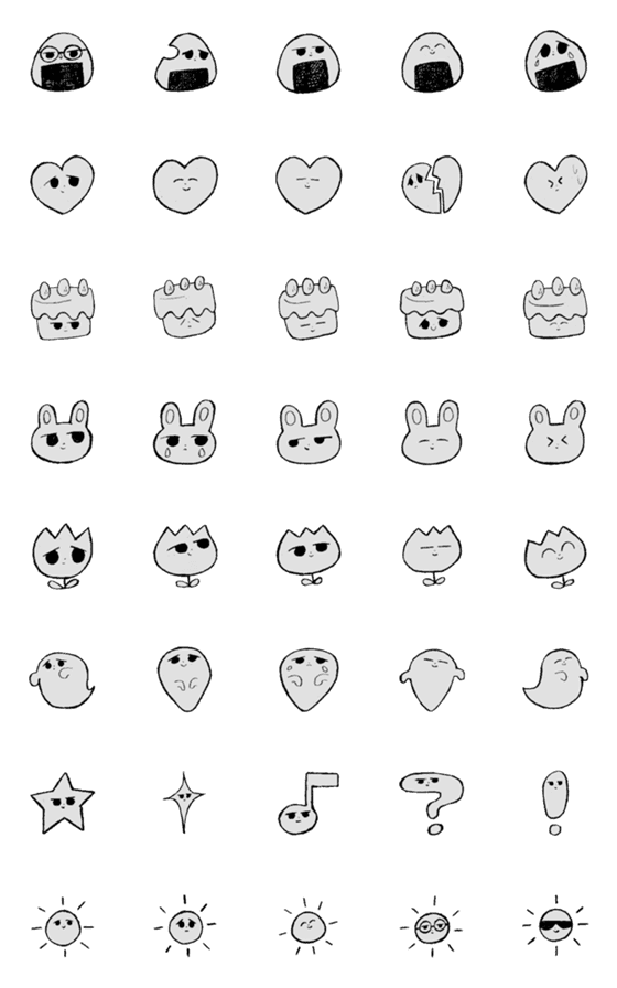 [LINE絵文字]モノクロなんか可愛いシンプル絵文字の画像一覧