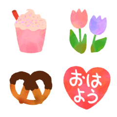 [LINE絵文字] ♥️スイーツ＆お花＆挨拶ハート♥️の画像