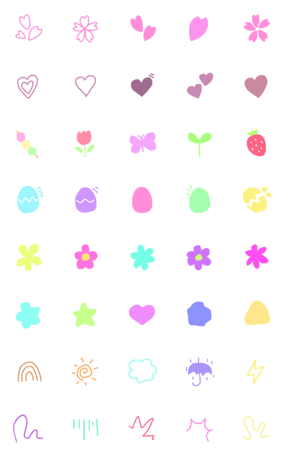 [LINE絵文字]Pastel Spring Cute Emojiの画像一覧
