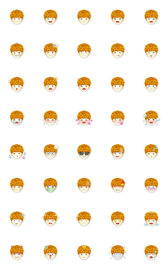 [LINE絵文字]カーリースタイリングemojiの画像一覧