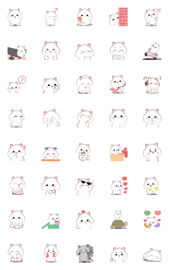 [LINE絵文字]White hamster : Animated emojiの画像一覧